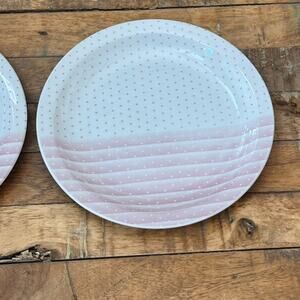 2 Vintage Churchill England 8” Salad Plates Pink Stripes And Polka Dots